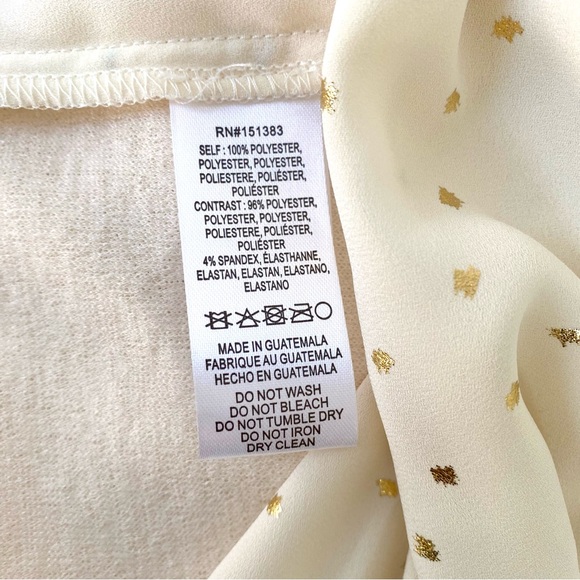 Current Air Bristol Gold Dot Sparkle Tie-Neck Blouse Cream, Anthropologie, Sz M - Picture 10 of 11